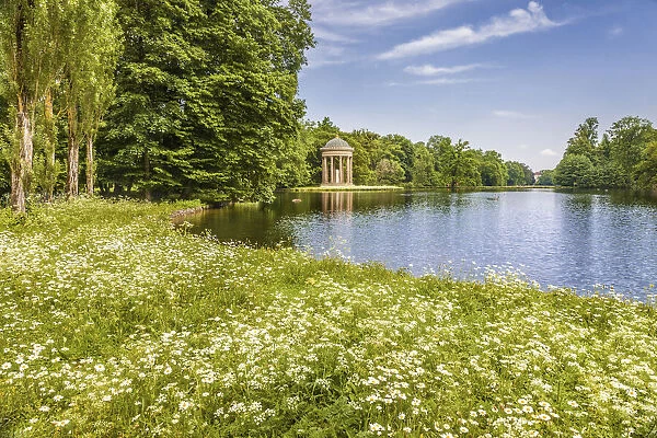 Badenburg Lake with Apollo Temple in Nymphenburg Palace Park, Upper Bavaria, Bavaria