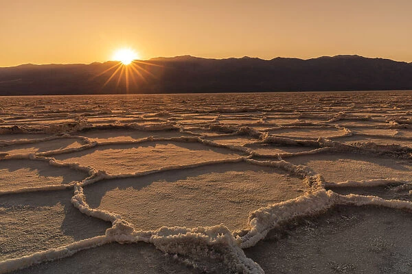 Badwater Basin at sunset, Death Valley National Park, California, USA