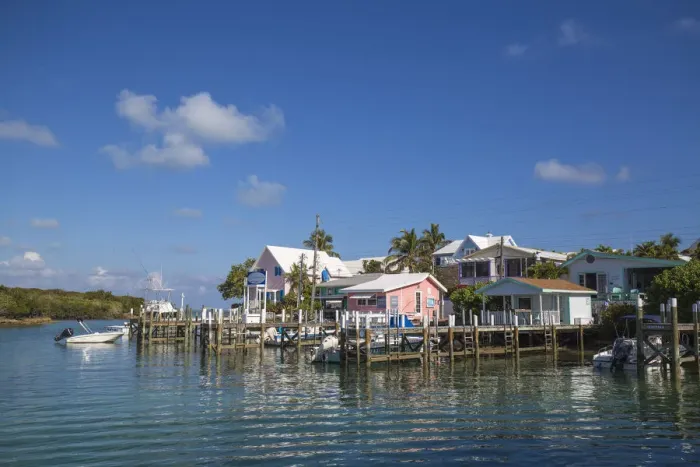 Framed Print : Bahamas, Abaco Islands, Elbow Cay, Hope Town, Harbout front Framed Print : Bahamas, Abaco Islands, Elbow Cay, Hope Town, Harbout front