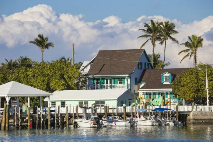 Framed Print : Bahamas, Abaco Islands, Elbow Cay, Hope Town, Harbout front Framed Print : Bahamas, Abaco Islands, Elbow Cay, Hope Town, Harbout front
