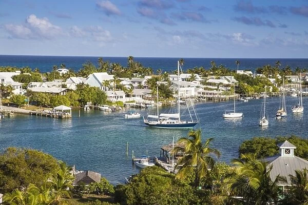 Bahamas, Abaco Islands, Elbow Cay, Hope Town, View of Harbour
