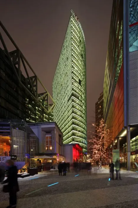Framed Print : The Bahntower in Berlin, part of the Sony Center at Potsdamer Platz. Germany