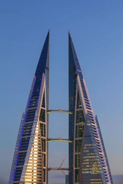 Framed Print : Bahrain, Manama, Bahrain Bay, View of Bahrain World Trade Center