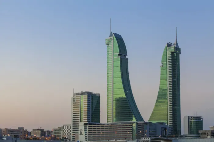 Framed Print : Bahrain, Manama, Bahrain Financial Harbour, Harbour Towers