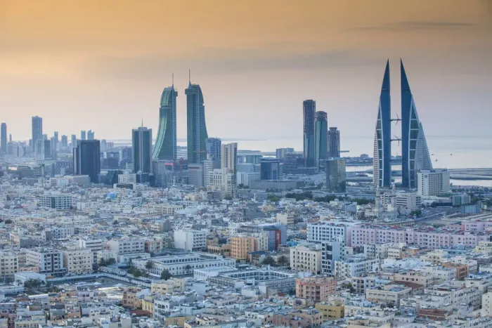 Framed Print : Bahrain, Manama, View of city skyline Framed Print : Bahrain, Manama, View of city skyline