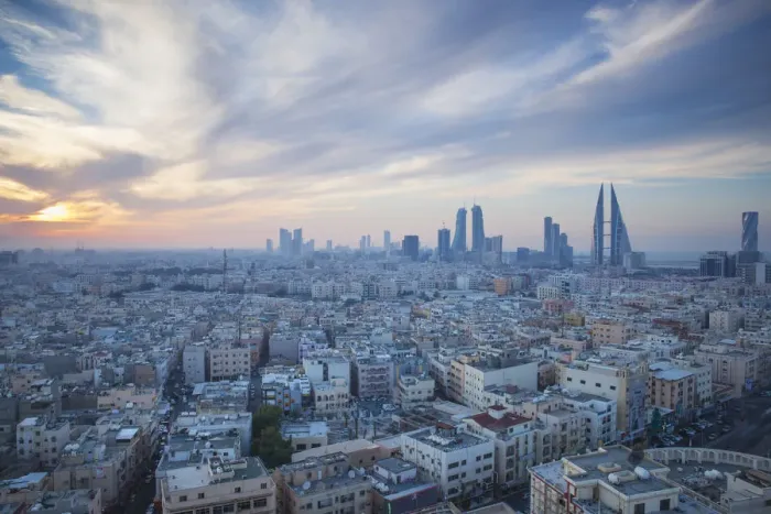 Framed Print : Bahrain, Manama, View of city skyline Framed Print : Bahrain, Manama, View of city skyline