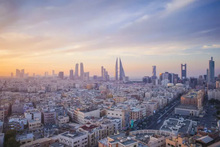 Framed Print : Bahrain, Manama, View of city skyline Framed Print : Bahrain, Manama, View of city skyline