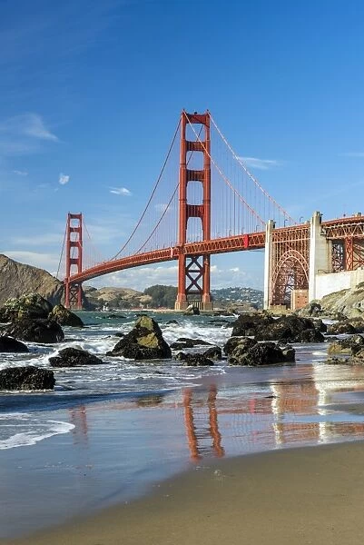 Baker Beach with Golden Gate Bridge in the background, San Francisco, California, USA