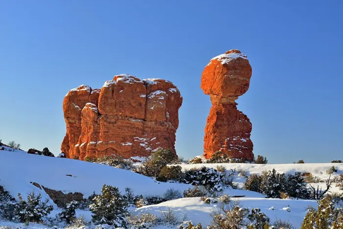 Framed Print : Balanced Rock in winter, Arches National Park, Utah, USA Framed Print : Balanced Rock in winter, Arches National Park, Utah, USA