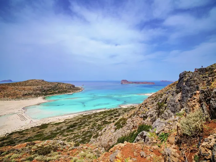 Framed Print : Balos Lagoon Beach and Cape Tigani, elevated view, Gramvousa Peninsula, Chania Region, Crete, Greece