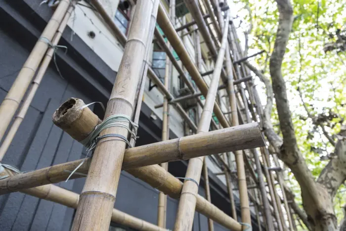 Framed Print : Bamboo scaffolding, French Concession, Shanghai, China Framed Print : Bamboo scaffolding, French Concession, Shanghai, China