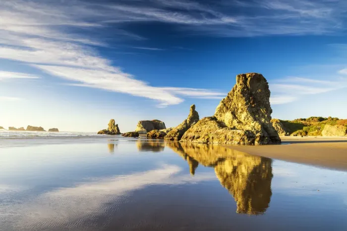 Framed Print : Bandon Beach Reflections, Oregon, USA Framed Print : Bandon Beach Reflections, Oregon, USA