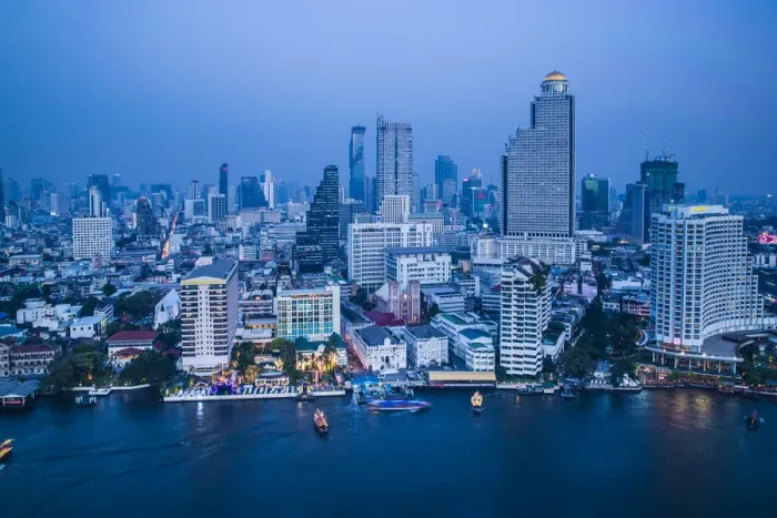 Framed Print : Bangkok Skyline and Chao Phraya river, Bangkok, Thailand Framed Print : Bangkok Skyline and Chao Phraya river, Bangkok, Thailand