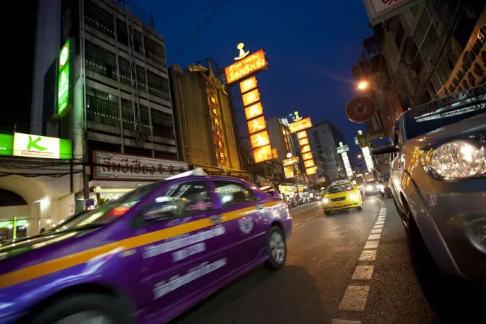 Framed Print : Bangkok, Thailand. A taxi in downtown Bangkok Framed Print : Bangkok, Thailand. A taxi in downtown Bangkok