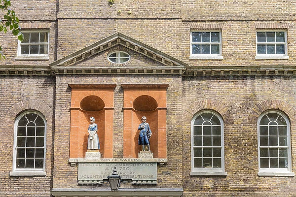 Baroque St Johs Old School facade, Wapping, London, England, Uk