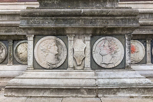 bas relief on the Abbey church, Certosa di Pavia monastery, Lombardy, Italy