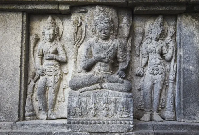 Framed Print : Bas-relief carvings on temple, Prambanan, Java, Indonesia Framed Print : Bas-relief carvings on temple, Prambanan, Java, Indonesia