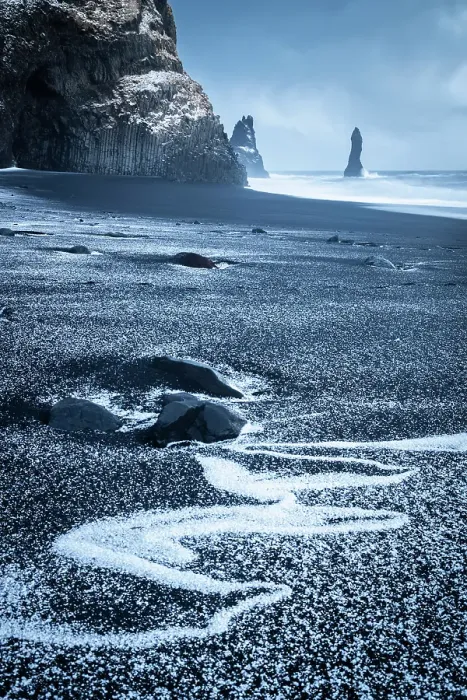 Framed Print : Basaltic columns and Reynisdrangar at Reynisfjara beach during sunrise in winter. Vik I Myrdal, southern Iceland, Iceland Framed Print : Basaltic columns and Reynisdrangar at Reynisfjara beach during sunrise in winter. Vik I Myrdal, southern Iceland, Iceland
