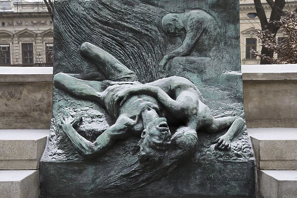 Base of Statue of Polish Painter Artur Grottger, Krakow, Poland, Europe