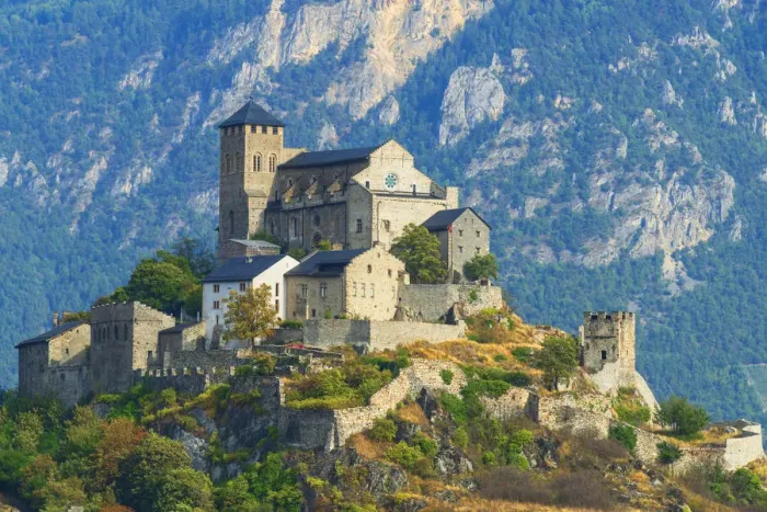 Framed Print : Basilique de Valere at Sion, Valais, Switzerland
