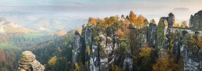 Framed Print : Bastei Bridge, Elbe Sandstone Mountains, Saxon Switzerland National Park, Germany
