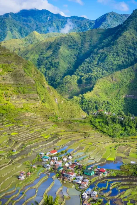 Framed Print : Batad village and UNESCO World Heritage rice terraces in early spring planting season Framed Print : Batad village and UNESCO World Heritage rice terraces in early spring planting season