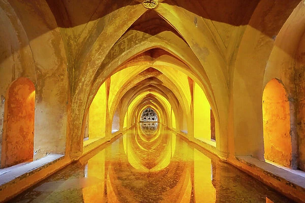 The Baths of Lady Maria de Padilla in the Royal Alcazar of Seville, Andalucia, Spain, Europe. Declared UNESCO World Heritage Site