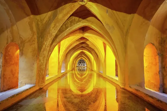 Framed Print : The Baths of Lady Maria de Padilla in the Royal Alcazar of Seville, Andalucia, Spain, Europe. Declared UNESCO World Heritage Site Framed Print : The Baths of Lady Maria de Padilla in the Royal Alcazar of Seville, Andalucia, Spain, Europe. Declared UNESCO World Heritage Site