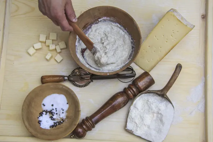 Framed Print : Batter ready for Sciatt with the basic ingredients. Valtellina. Lombardy. Italy. Europe