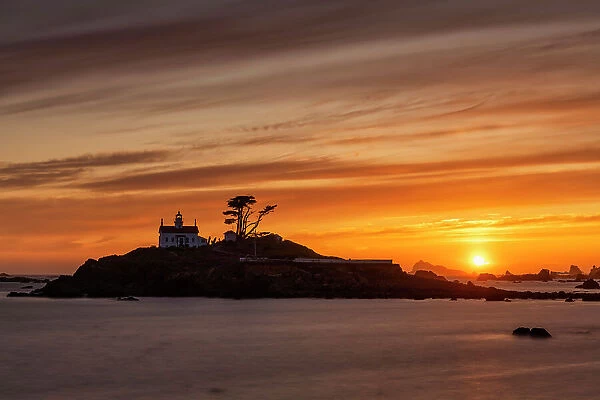 Battery Point Lighthouse at Sunset, Crescent City, California, USA