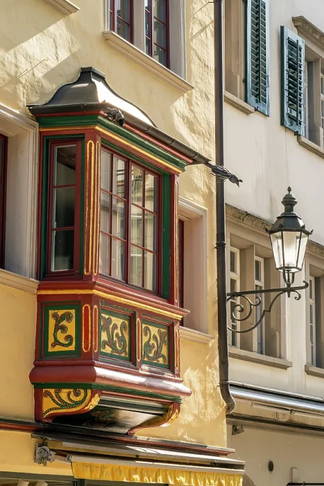 Framed Print : Bay window, old town, St. Gallen, Canton of St. Gallen, Switzerland Framed Print : Bay window, old town, St. Gallen, Canton of St. Gallen, Switzerland