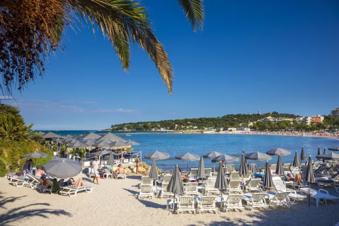 Framed Print : Beach in Antibes (Cap Antibes in background), Alpes-Maritimes, Provence-Alpes-Cote Framed Print : Beach in Antibes (Cap Antibes in background), Alpes-Maritimes, Provence-Alpes-Cote