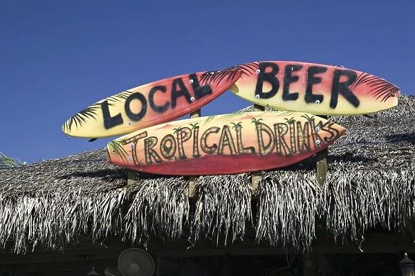 Beach Bar Sign, Grand Cayman, Cayman Islands, Caribbean