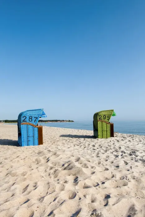 Framed Print : Beach baskets facing the sea, Hohwacht, Baltic coast, Schleswig-Holstein, Germany Framed Print : Beach baskets facing the sea, Hohwacht, Baltic coast, Schleswig-Holstein, Germany