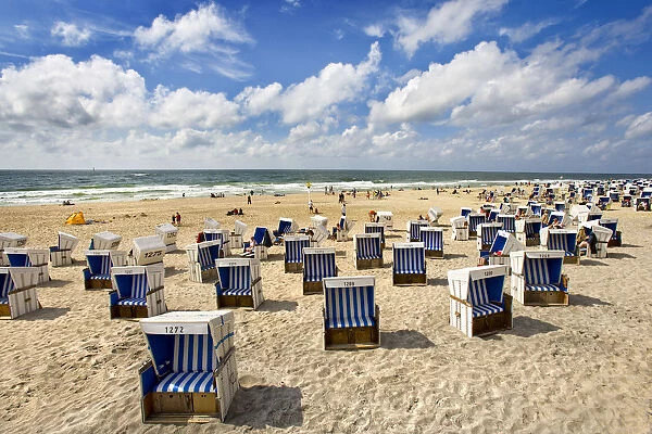 Beach with beach chairs, Westerland, Sylt Island, North Frisian Islands, Schleswig