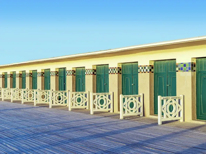 Framed Print : Beach Cabbins with Names of famous American Hollywood Movie Stars at Les Planges, the boardwalk on Deauville Beach DEAUVILLE, Cote Fleurie, Calvados Normany, France Framed Print : Beach Cabbins with Names of famous American Hollywood Movie Stars at Les Planges, the boardwalk on Deauville Beach DEAUVILLE, Cote Fleurie, Calvados Normany, France