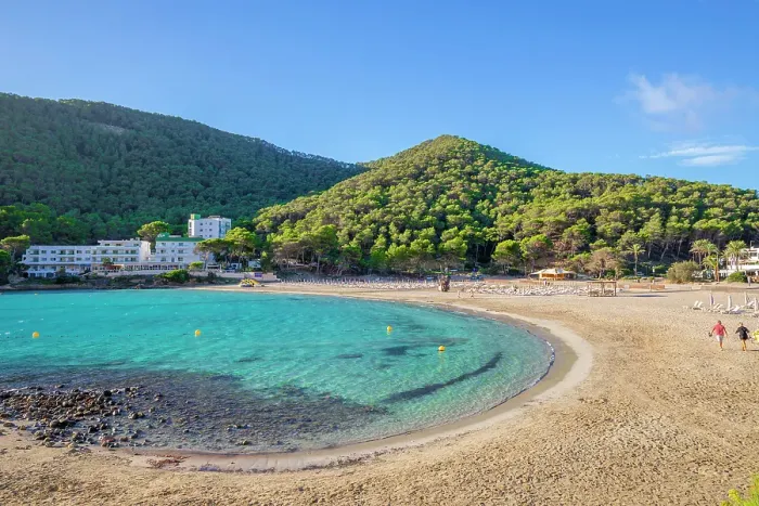 Framed Print : Beach at Cala Llonga, Ibiza, Balearic Islands, Spain Framed Print : Beach at Cala Llonga, Ibiza, Balearic Islands, Spain