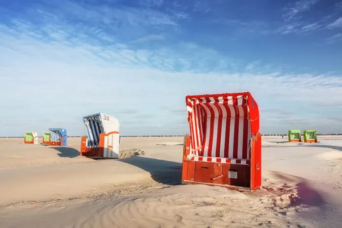 Framed Print : Beach chair at beach near Norddorf, Amrum island, Wadden sea, North Sea, North Friesland, Germany, Europe Framed Print : Beach chair at beach near Norddorf, Amrum island, Wadden sea, North Sea, North Friesland, Germany, Europe