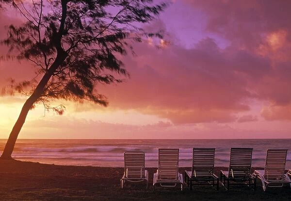 Beach chairs, Kauai, Hawaii, USA