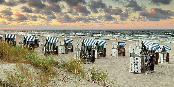 Beach chairs on the beach of Bansin, Usedom Island, Baltic Sea, Mecklenburg-Western Pomerania, Germany
