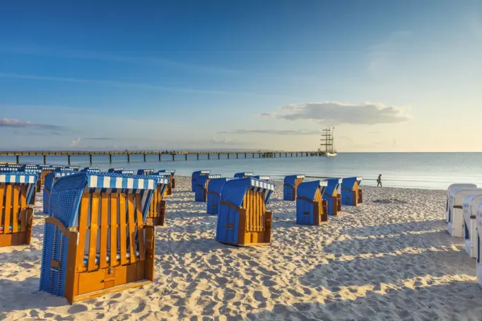 Framed Print : Beach chairs on the beach at Binz, Rugen Island, Baltic Coast, Mecklenburg-Western Pomerania, Germany