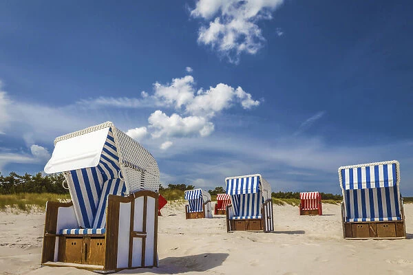 Beach chairs on the beach of Zingst, Mecklenburg-Western Pomerania, Northern Germany