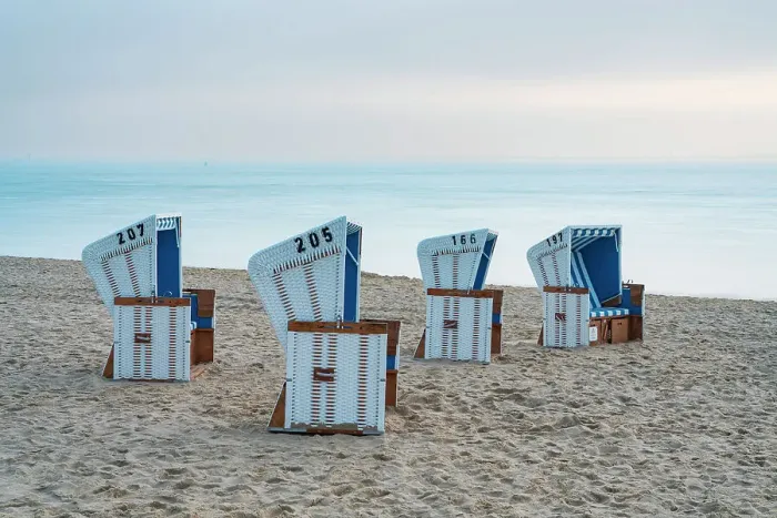 Framed Print : Beach chairs at Hornum beach at dawn, Sylt, Nordfriesland, Schleswig-Holstein, Germany Framed Print : Beach chairs at Hornum beach at dawn, Sylt, Nordfriesland, Schleswig-Holstein, Germany
