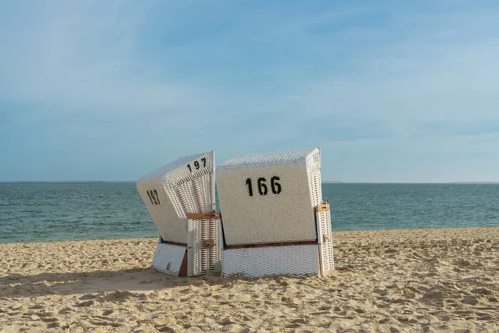 Framed Print : Beach chairs at Hornum beach on sunny day, Sylt, Nordfriesland, Schleswig-Holstein, Germany Framed Print : Beach chairs at Hornum beach on sunny day, Sylt, Nordfriesland, Schleswig-Holstein, Germany