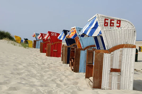 Beach chairs, Norddorf, Amrum Island, Friesland, Schleswig-Holstein, Germany