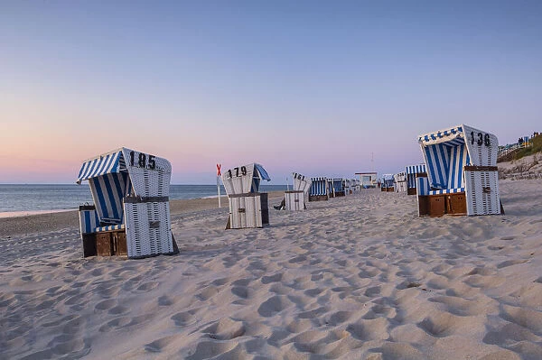 Beach Chairs at the north sea, Sylt, North Frisia, Schleswig-Holstein, Germany, Europe