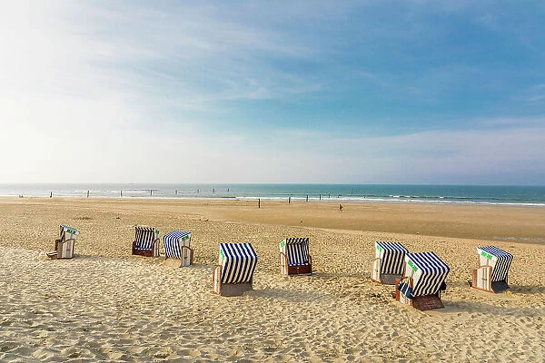 Beach chairs on the northern beach of Norderney, East Frisian Islands, East Frisia, Lower Saxony, Germany