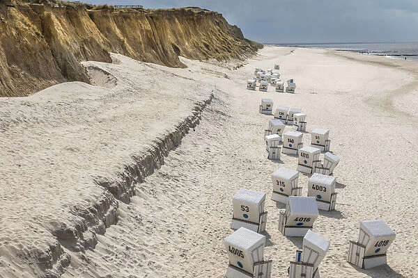 Beach chairs on the Red cliff in Kampen, Sylt, Schleswig-Holstein, Germany