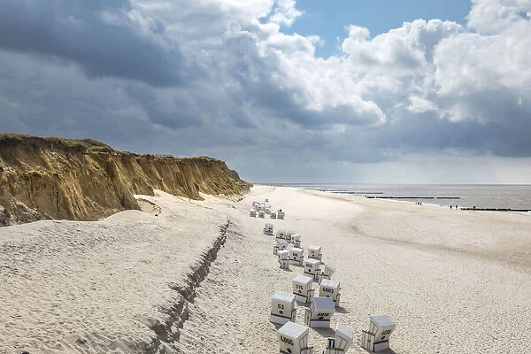 Beach chairs on the Red cliff in Kampen, Sylt, Schleswig-Holstein, Germany
