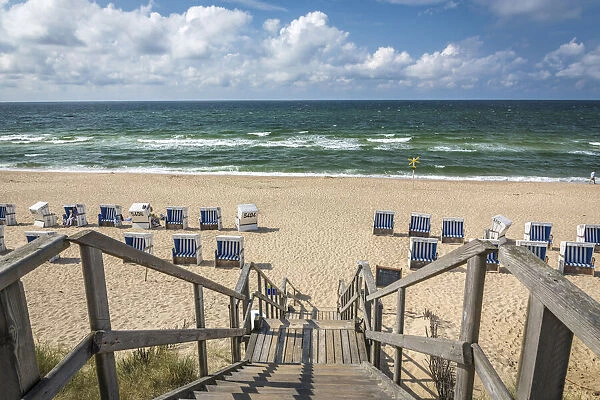 Beach chairs on the west beach of Rantum, Sylt, Schleswig-Holstein, Germany